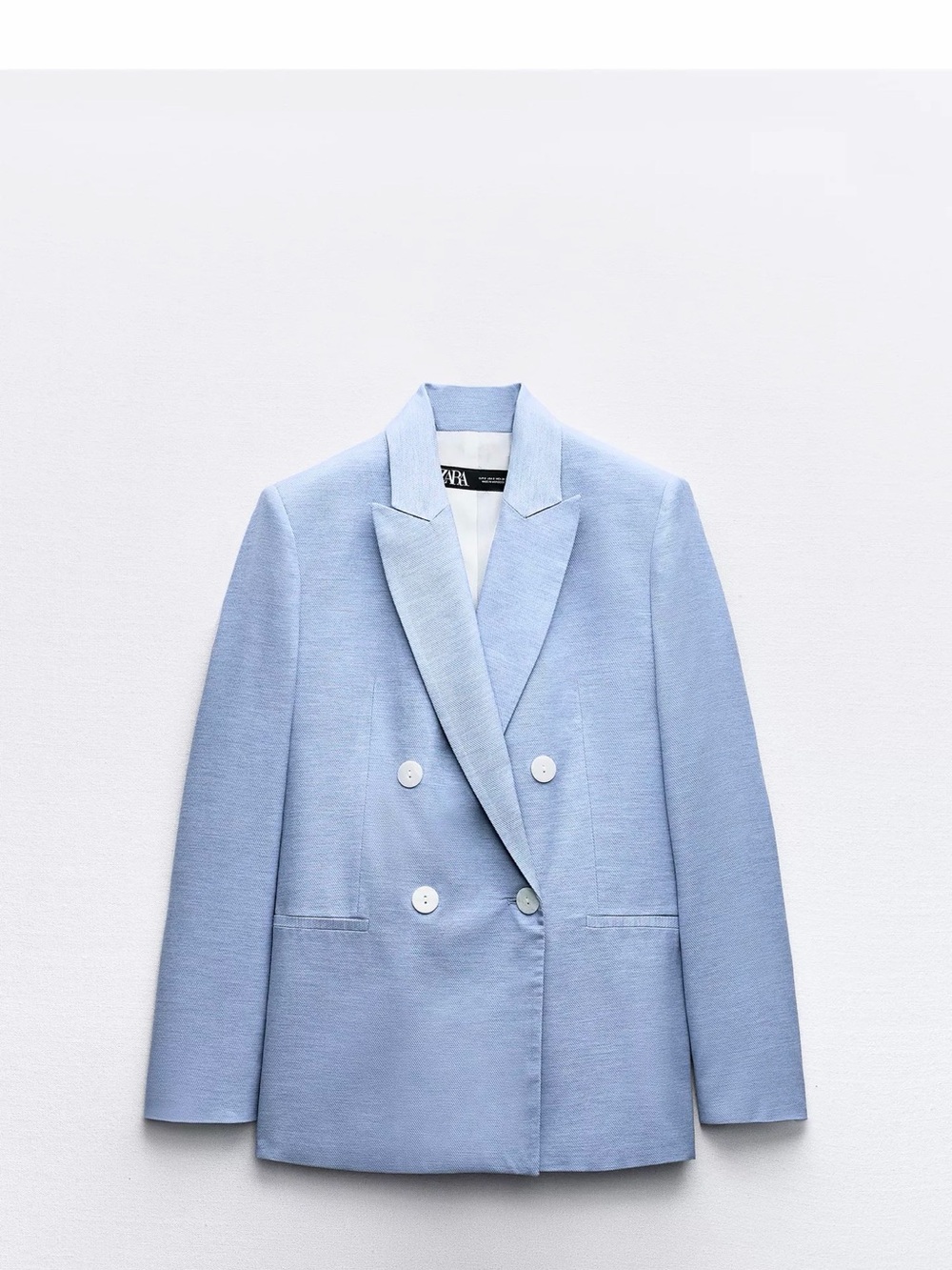 Zara Light Blue Double-Breasted Blazer - Worn Once